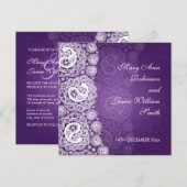 Invitation Pourpre l'épousant élégant de dentelle de Paisley (Devant / Derrière)