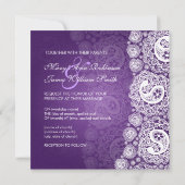 Invitation Pourpre l'épousant élégant de dentelle de Paisley (Dos)