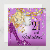 Invitation Pourpre lilas de l'anniversaire | de stylet de (Devant / Derrière)