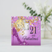 Invitation Pourpre lilas de l'anniversaire | de stylet de (Debout devant)