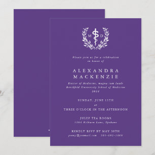 Invitation Pourpre MD Asclepius + Couronne de Laurier Diplômé