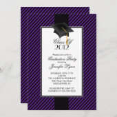 Invitation pourpre moderne de fête de remise des (Devant / Derrière)