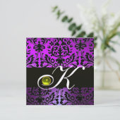 INVITATION POURPRE NOIR DAMAS MONOGRAMME TOPAZE JAUNE (Debout devant)