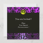INVITATION POURPRE NOIR DAMAS MONOGRAMME TOPAZE JAUNE (Dos)