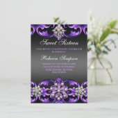 Invitation pourpre/noir Damas & Pearl Sweet16 (Debout devant)