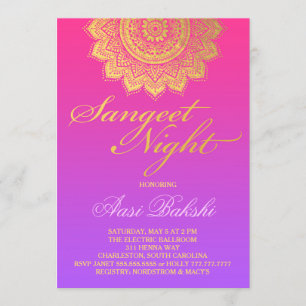 Invitation Pourpre Ombre de Sangeet NiPink du henné 311