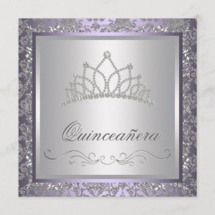 Invitation Pourpre Quinceanera de diadème de diamant