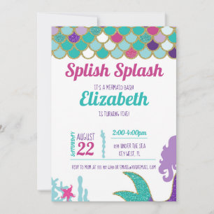 Invitation Pourpre turquoise d'or d'invitation d'anniversaire