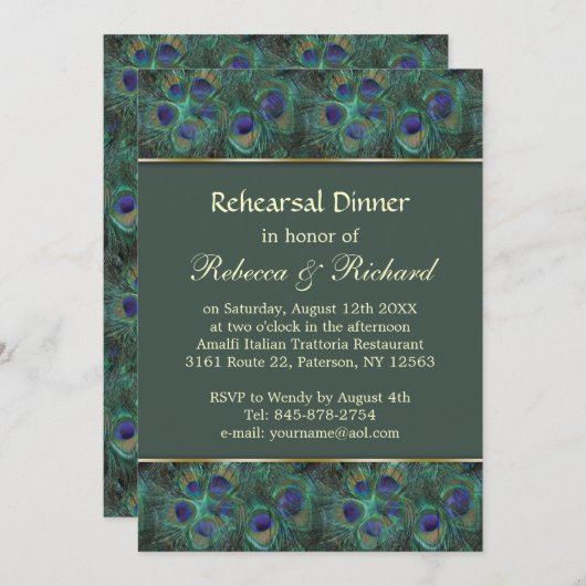 Invitation pourpre verte de dîner de répétition de (Devant / Derrière)