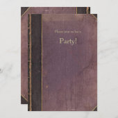 Invitation pourpre vintage de livre (Devant / Derrière)