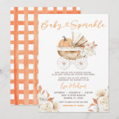 Invitation Poussette citrouille Floral Baby Sprinkel (Devant / Derrière)