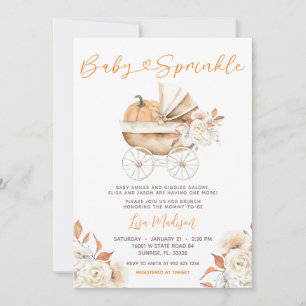 Invitation Poussette citrouille Floral Baby Sprinkel