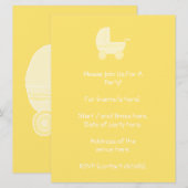 Invitation Poussette de bébé jaune (Devant / Derrière)