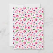 Invitation Poussette Rose Pour Baby shower Floral Fille (Dos)