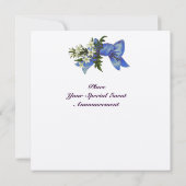 Invitation Poussette vintage avec fleurs baptême bébé monogra (Dos)