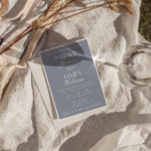 Invitation Poussière Bleue Élégante et Classique Code QR Mari