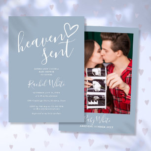 Invitation Poussière de Ciel Bleu Photo Garçon Baby Shower