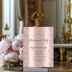 Invitation Poussière de paillettes or rose élégant pour dépar