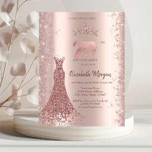 Invitation Poussière de Paillettes Rose Gold Robe Diamant 70è