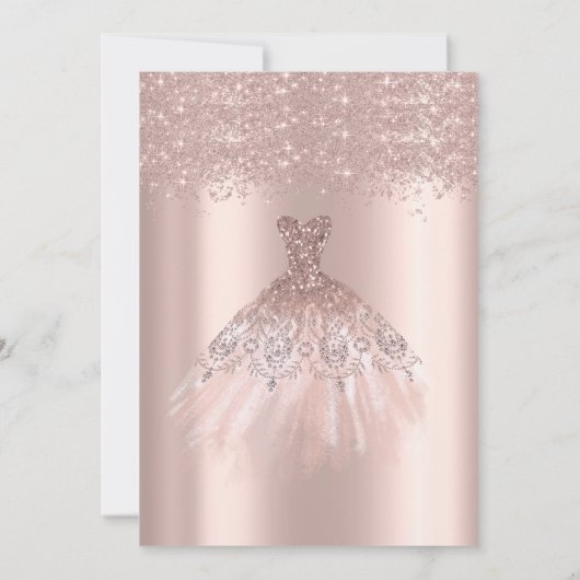 Invitation Poussière de Parties scintillant cool, Robe Rose G (Dos)