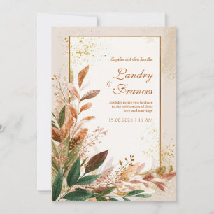 Invitation Poussière d'étoiles dorées de feuille de pêche pou