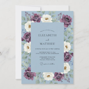 Invitation Poussière d'Eucalyptus Mariage Fleur de Myosotis p