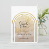 Invitation Poussière dorée | Élégant Mariage d'arc de Parties (Debout devant)
