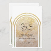 Invitation Poussière dorée | Élégant Mariage d'arc de Parties (Devant / Derrière)