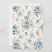 Invitation Poussière Florale Bleu Coquette Bow Brunch de la F (Dos)