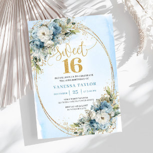 Invitation Poussiéreuse Bleue Étincelante pour une