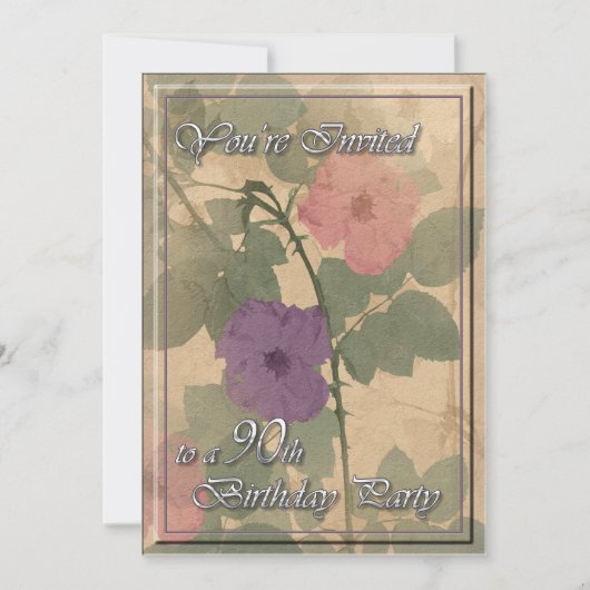 Invitation Poussiéreux antique s'est levé l'anniversaire 90 (Devant)