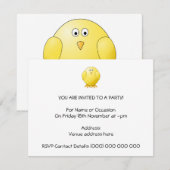 Invitation Poussin mignon. Petit oiseau jaune (Devant / Derrière)