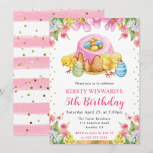 Invitation Poussins de Pâques à l'aquarelle Printemps 5e Anni