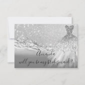 Invitation Pouvez-Vous Bridesmaid Grey Parties scintillant Oc (Devant)