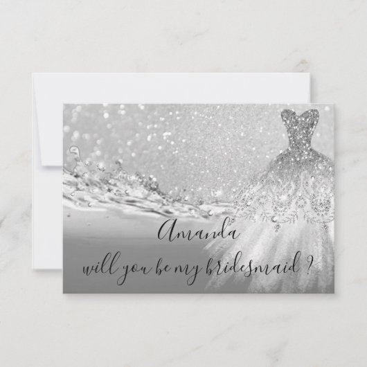 Invitation Pouvez-Vous Bridesmaid Grey Parties scintillant Oc (Devant)