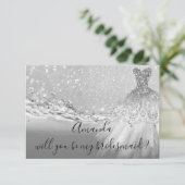 Invitation Pouvez-Vous Bridesmaid Grey Parties scintillant Oc (Debout devant)