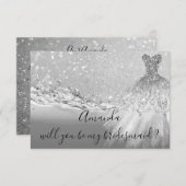 Invitation Pouvez-Vous Bridesmaid Grey Parties scintillant Oc (Devant / Derrière)