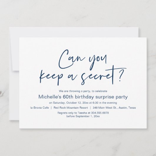 Invitation Pouvez-Vous Garder Un Secret, Surprise Anniversair (Devant)