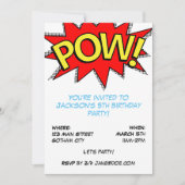 Invitation POW ! Superhero Comic Book Modèle de fête d'annive (Devant)