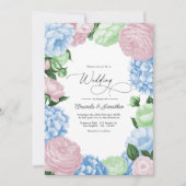 Invitation Powder Blue, Blush Pink/Light Sage Floral Wedding (Devant)