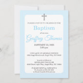 Invitation Powder Blue & Gray Cross Watercolor Baptism (Devant)