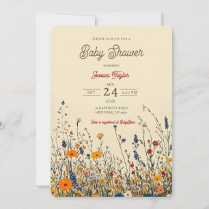 Invitation Prairie de fleurs sauvages Baby Shower Bohème