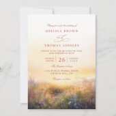 Invitation Prairie de Fleurs Sauvages Élégant Code QR Mariage (Devant)