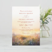 Invitation Prairie de Fleurs Sauvages Élégant Code QR Mariage (Debout devant)