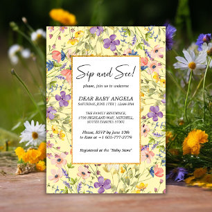 Invitation Prairie de fleurs sauvages estivales Sip And See