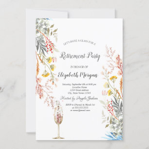 Invitation Prairie de Fleurs Séchées, Verre Retraite