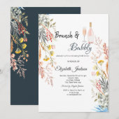 Invitation Prairie de Fleurs Sèches Brunch & Bubbly (Devant / Derrière)