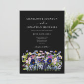 Invitation Prairie Fleurie Moderne Noir (Debout devant)
