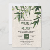 Invitation prairie sauvage | Mariage de burlap botanique verd (Devant)