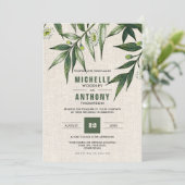 Invitation prairie sauvage | Mariage de burlap botanique verd (Debout devant)